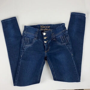 Casual Dark  wash mid rise skinny fitted jeans button fly size